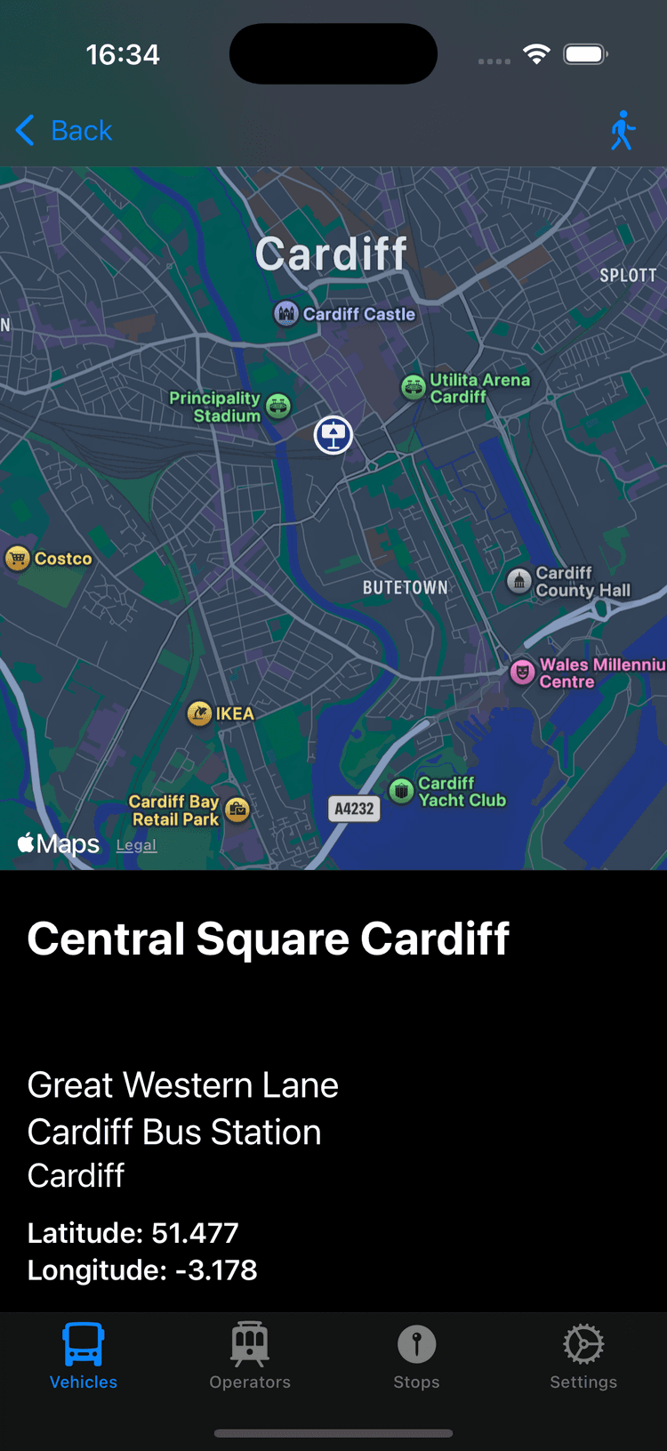 View showing details of a UK bus station